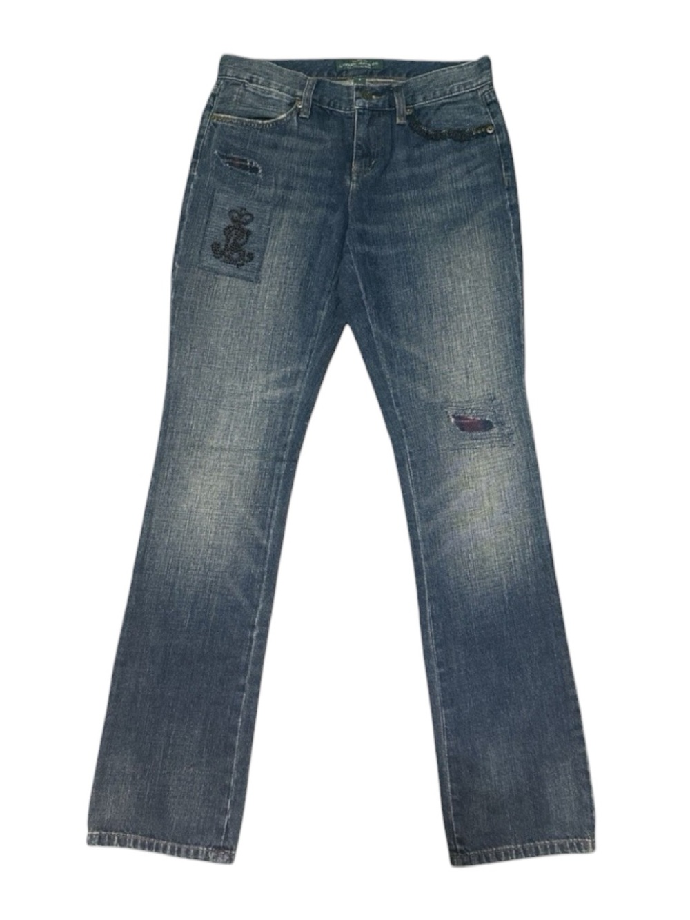 Lauren Ralph Lauren LRL Jeans Women’s 4 Distressed Patchwork Anchor Embroidery